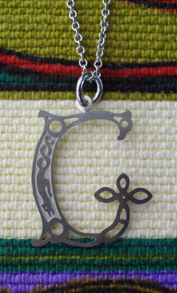 Celtic Letter C Initial Necklace Gospels of Lindis