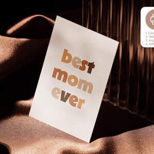 Carte à imprimer BEST MOM EVER. Carte Fête des Mères, Carte Anniversaire, Carte de Noël pour sa maman d'amour. Meilleure maman du monde.