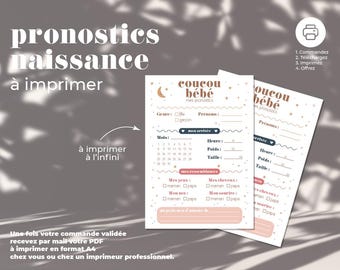 Carte de prédiction bébé | Pronostics bébé | PDF à imprimer | Babyshower | Gender reveal | en Français