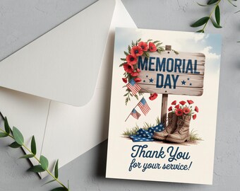 Tarjeta de agradecimiento militar patriótica (imprimible de 5x7)