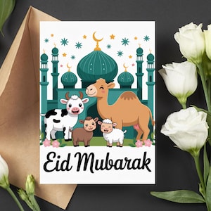 Cartão de felicitações Eid Mubarak, cartão Eid Mubarak, cartão Eid 2025, cartão Eid feliz, cartão presente islâmico Eid, cartão Eid Bakra 5" x 7"