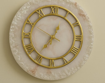 Reloj de pared de geoda hecho a mano: arte de resina de 50 cm, decoración moderna para el hogar