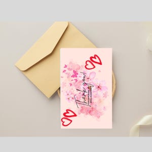 Afdrukbare bedankkaart | Minikaart van 3,5 x 2" voor haar | Direct downloaden | Bedankkaartje | Thuis afdrukken