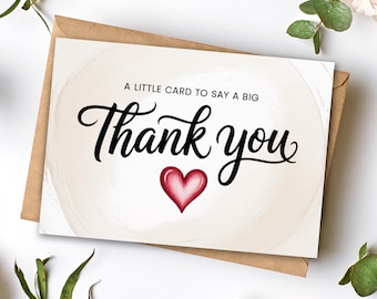 Printable Floral Thank You Card: Mini Gift Tag (3.5x2", JPG Digital Download)