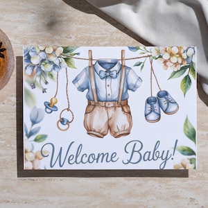Biglietto per baby shower - Stampabile - È un maschietto - Congratulazioni - Download immediato - Biglietto 7x5 - Baby shower boho