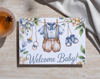 Boho Baby Shower Card: It's a Boy - Printable 7x5 (Instant Download)