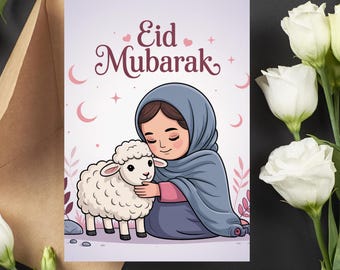 Afdrukbare Eid Mubarak-kaarten: digitale download, moslimfeestwensen