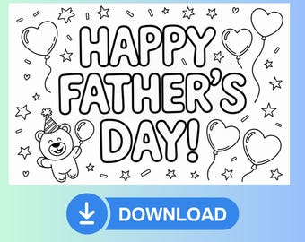 Biglietto da colorare stampabile per la festa del papà: attività per bambini (download digitale, biglietto piegato 8,5x5,5 pollici)
