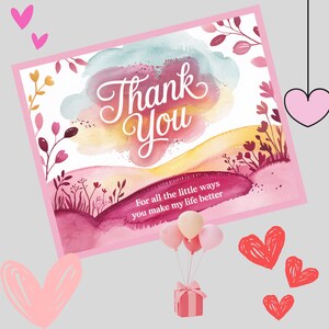 Wildflower Thank You Card: Watercolor Floral Design (Digital Download)