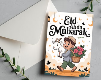 Printable Eid al-Adha Card | Digital Muslim Greeting | Eid Mubarak Instant Download