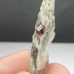 Spessartine GARNET Crystal Perched On MICA From PAKISTAN, Unique Spessartine Garnet, Thumbnail Size Specimen. Weight 7 Gram 49.7x22.2x5.8 mm