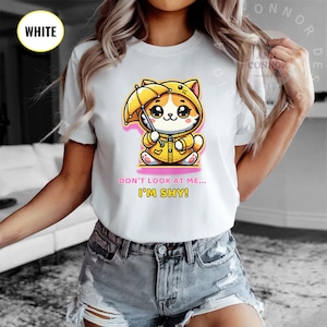 Camiseta de gato inu adorable / Camiseta de gato kawaii / Camiseta de cachorro tímido / Regalo adorable para amantes de las mascotas / Gráfico de animal divertido / Traje pastel estético