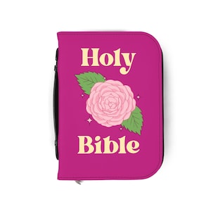 All With Love Floral Bible Cover | Hot Pink Butterfly Design | Personalized Gift for Women of Faith | Christian Accessory | Devotional Case