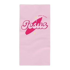 Pastel Pink Christian Beach Towel - Jesus Since 4Ever Towel 24x44 or 30x60 - Soft Faith Pool Towel, Bible Camp, Summer Gift, Girls or Women