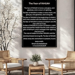 YAHUAH Wall Art / Stampa della Scrittura "Paura di te" / Decorazione minimalista in bianco e nero per la sala di culto
