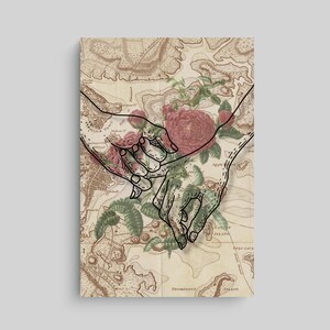 Vintage romantische Landkarte – Handgemacht Rose – Botanischer Druck – Liebe & Reisen Digitaler Download