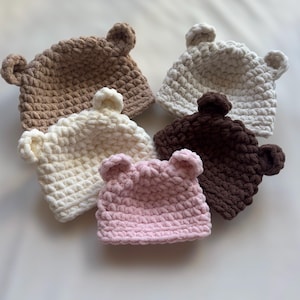 Newborn Bear Hat Crochet – Handmade Baby Shower Gift, Soft Baby Hat