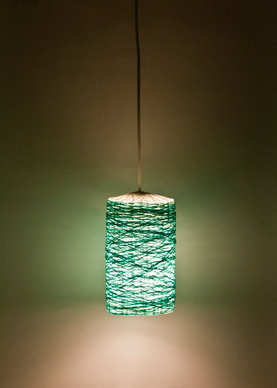 Items similar to Teal pendant lamp, handmade lampshade ...