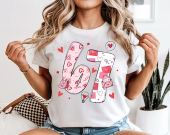 Coquette Valentine  6 7 T-shirt, Happy Valentine's Day Sweatshirt, 6 7 Meme Hoodie, Valentine Love Hoodie, Love Day Tee