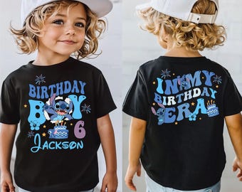 Custom Birthday Boy T-shirt, Disney Stitch Sweatshirt, In My Birthday Era Tee, Disneyland Trp Tee, Magic Kingdom Vacation Hoodie