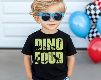 Dino Four T-shirt, Birthday Dinosaurus Sweatshirt, Birthday Kid Hoodie, Fourth Birthday Toddler Tee, Tyrannosaurus Rex  Shirt