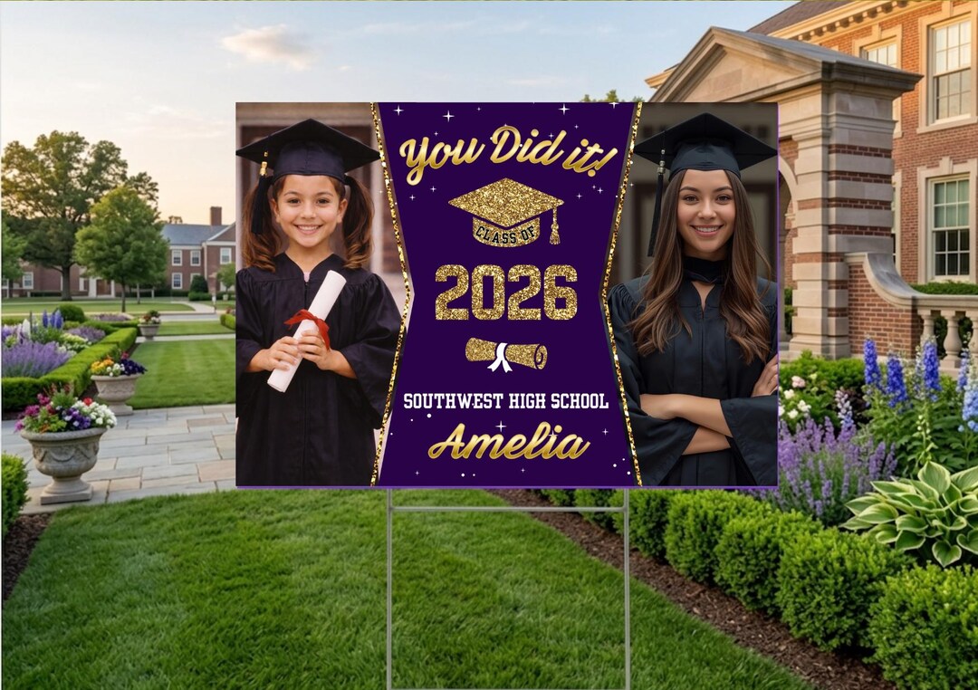 Personalized Graduation Yard Lawn Sign Class of 2026 With Your Photo ...