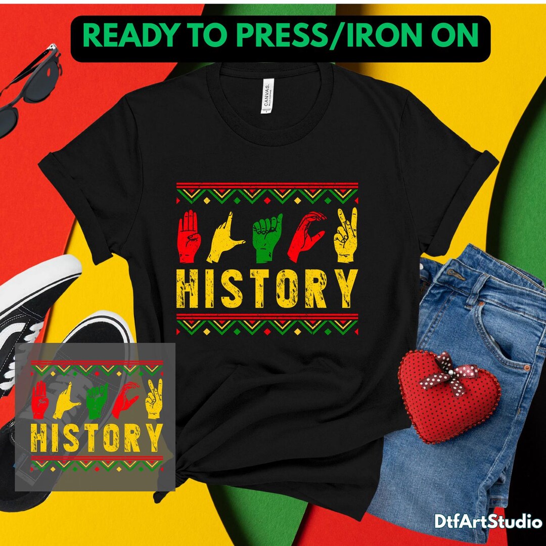 Black History Month ASL Hands DTF Transfer - Juneteenth Celebration ...