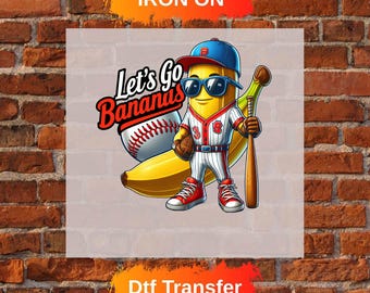 Ready to Press Banana Baseball DTF Transfer, Funny Sports Mascot Iron On for Shirt