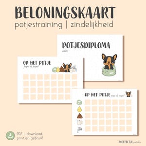 Op het potje – Nederlandse beloningskaart zindelijkheidstraining. A4. Digitale download. Potjestraining. Stickerkaart. Mijlpaalkaart. Oranje