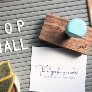 Thank You Rubber Stamp, Website Stamp, Packaging Stamp, Small Business Rubber Stamp, Robins Egg Stamp, Wooden Handle, Self Inking Stamp