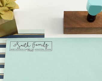 Return Address Rubber Stamp, Signature Stamp, Christmas Stationery, Robins Egg Blue, Personalized Rubber Stamp, Housewarming, Gift Under 50