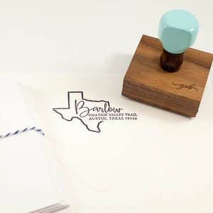 State Shape Address Stamp: Personalized Wedding Rubber Stamp
