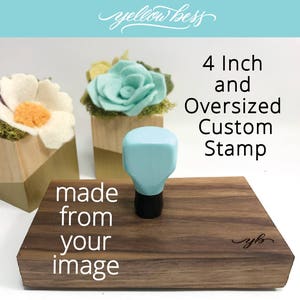 Sello de logotipo personalizado de gran tamaño: 4 pulgadas, mango azul petirrojo