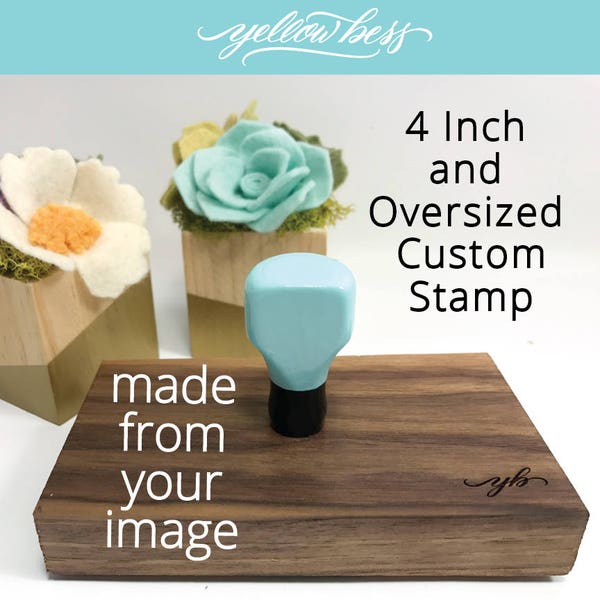 Sello de logotipo personalizado de gran tamaño: 4 pulgadas, mango azul petirrojo