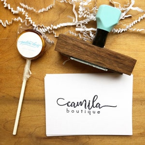 1 inch custom logo rubber stamp, Add your design on this personalized wooden rubber stamp, Custom robins egg blue handle