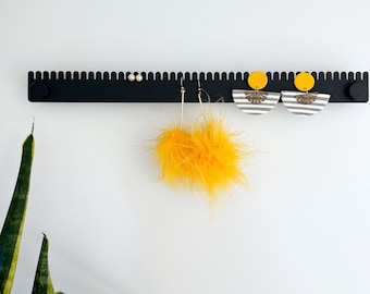 Modern Earring Holder, Matte Black Powder Coated, Wall Mounted Earring Display