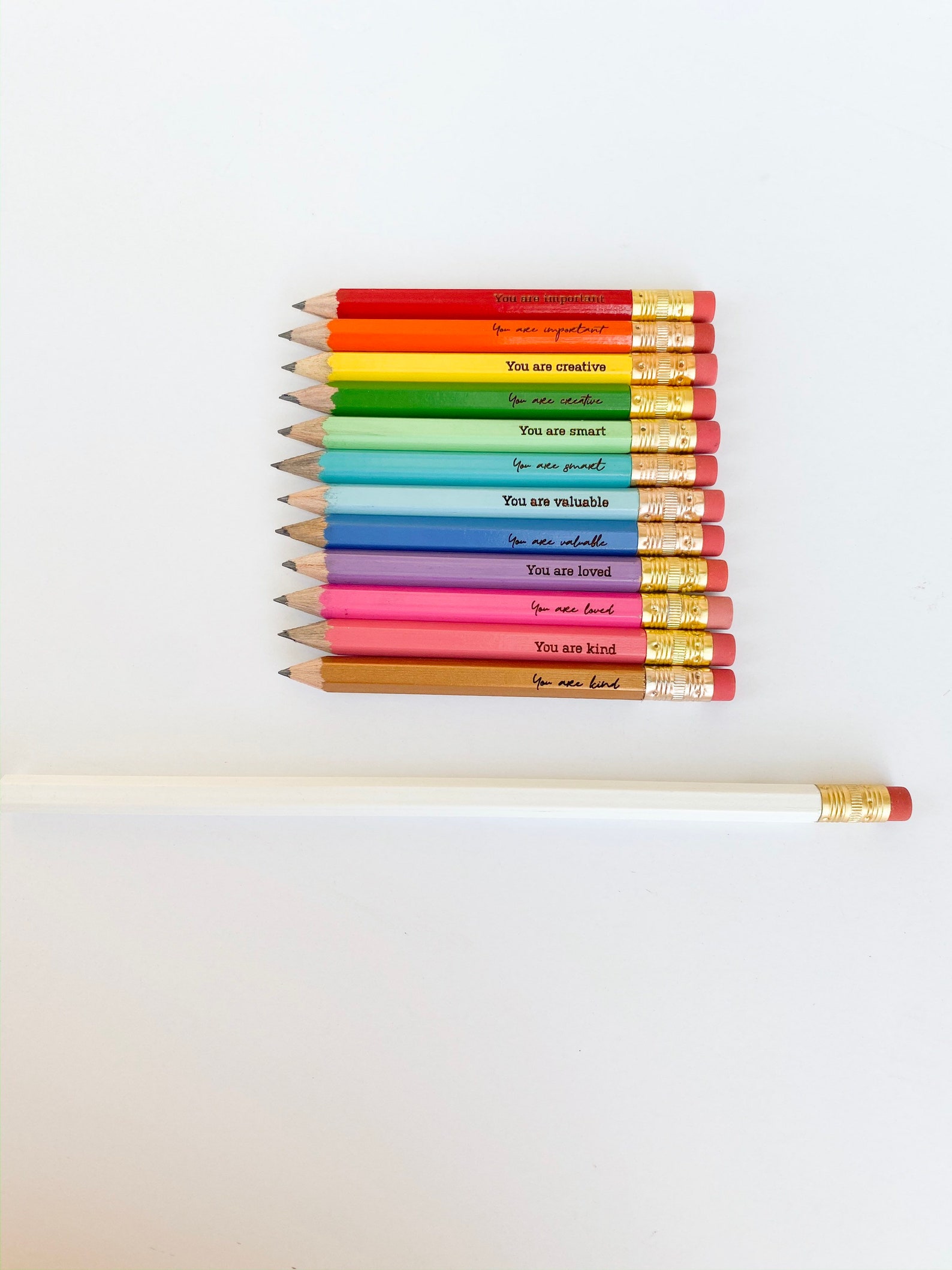 Positive Affirmation Pencils Set of 12 Mini Golf Pencils | Etsy