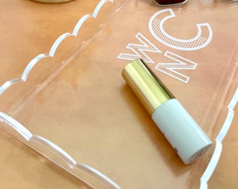 Personalized Clear Acrylic Scalloped Tray