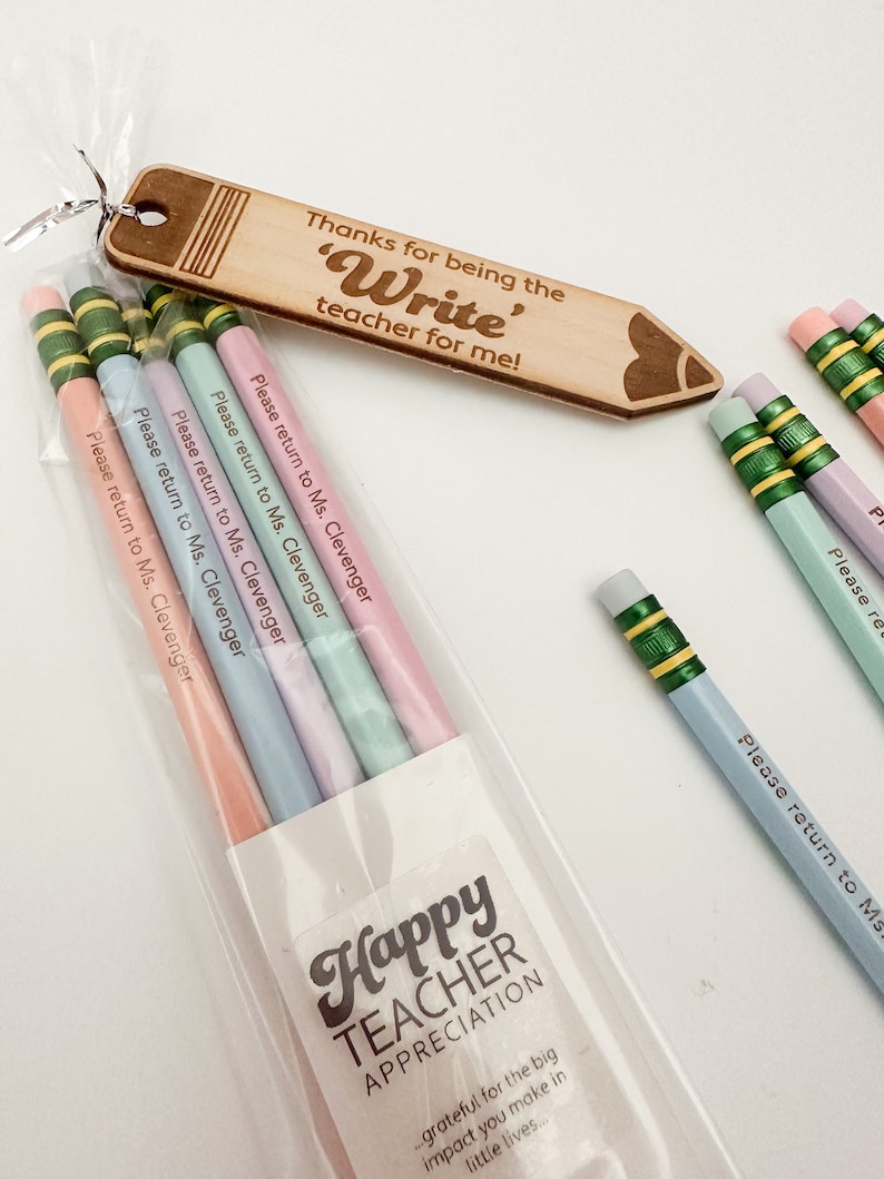 Personalized Teacher Appreciation Pencils, Return to Teacher Pencils, teacher gift image 2