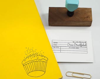 Personalized Library Book Stamp: Vintage Style, Robin's Egg Blue