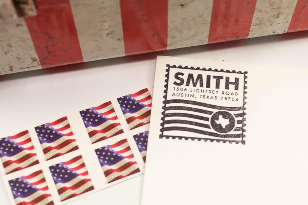 Custom Return Address Stamp: Vintage Postage Style, Robins Egg Blue ...
