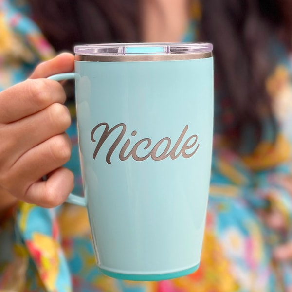 Insulated Coffee Cup, Personalized Laser Engraved Mug, Dishwasher Safe Insulated Travel Coffee Cup