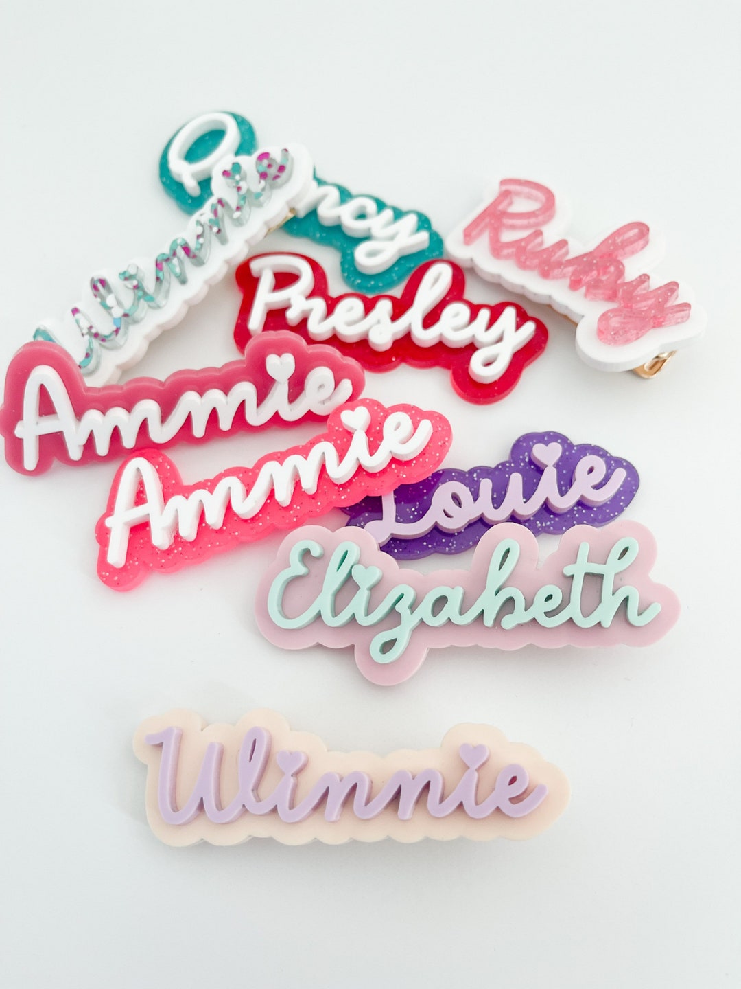 Name Hair Barrette, Custom Name Clip, Glitter Hair Barrette, Acrylic