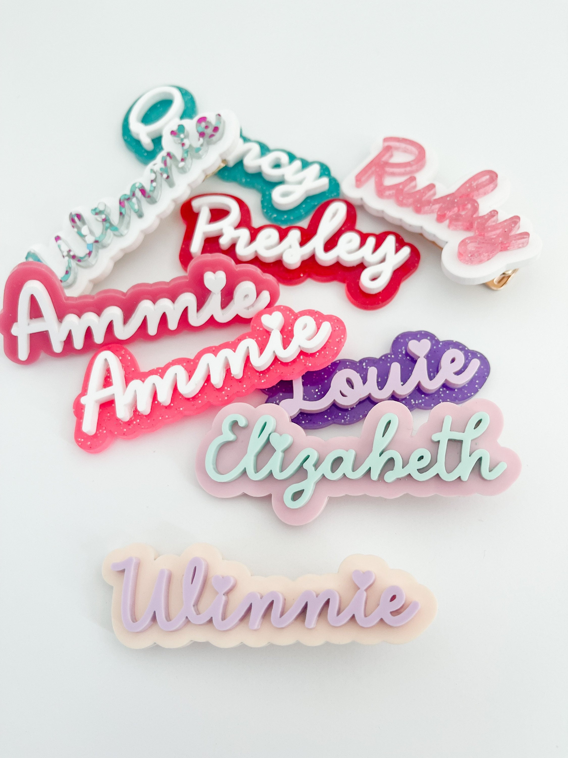 Custom Name Hair Clip: Glitter Acrylic Barrette