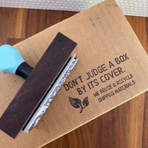 Recycled Packaging Rubber Stamp, Eco Friendly Shipping Supplies, Reusable Shipping Packaging Stamp, Wooden Rubber Stamp