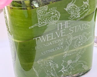 Zodiac Book Vase: Engraved Glass Floral Vase, Celestial Home Decor