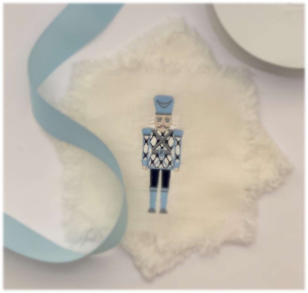 Linen Nutcracker Cocktail Napkins With Fringe / Set of Four Done With