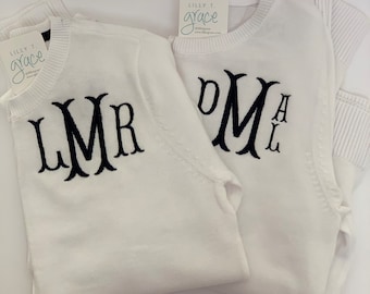 Girls sweater Monogrammed Personalized Embroidered Pink sweater, white sweater, navy sweater or blue jacket