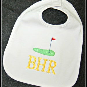 Golf baby bib - Monogrammed / embroidered / personalized baby bib with golf motif