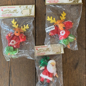 Three vintage unopened Christmas tree ornaments by Silvestri - 1980 Christmas ornaments - made in Taiwan